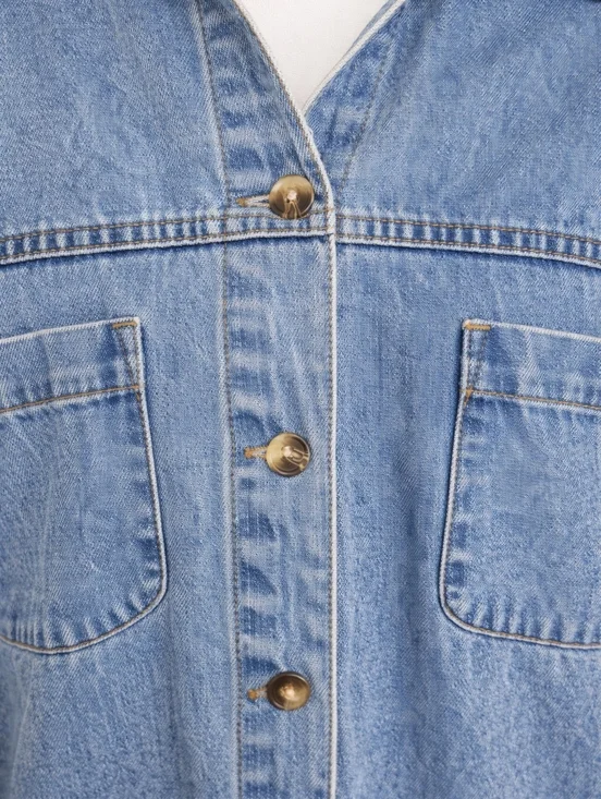 Vintage Cabin Creek Denim Chore Jacket XL Oversized 90s Y2K Utility Lagenlook - Picture 4 of 8